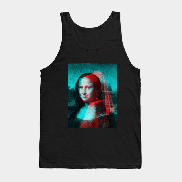 Monna Lisa with a Pearl Earring Interactive Red&Blue Filter Tank Top by RedAndBlue
